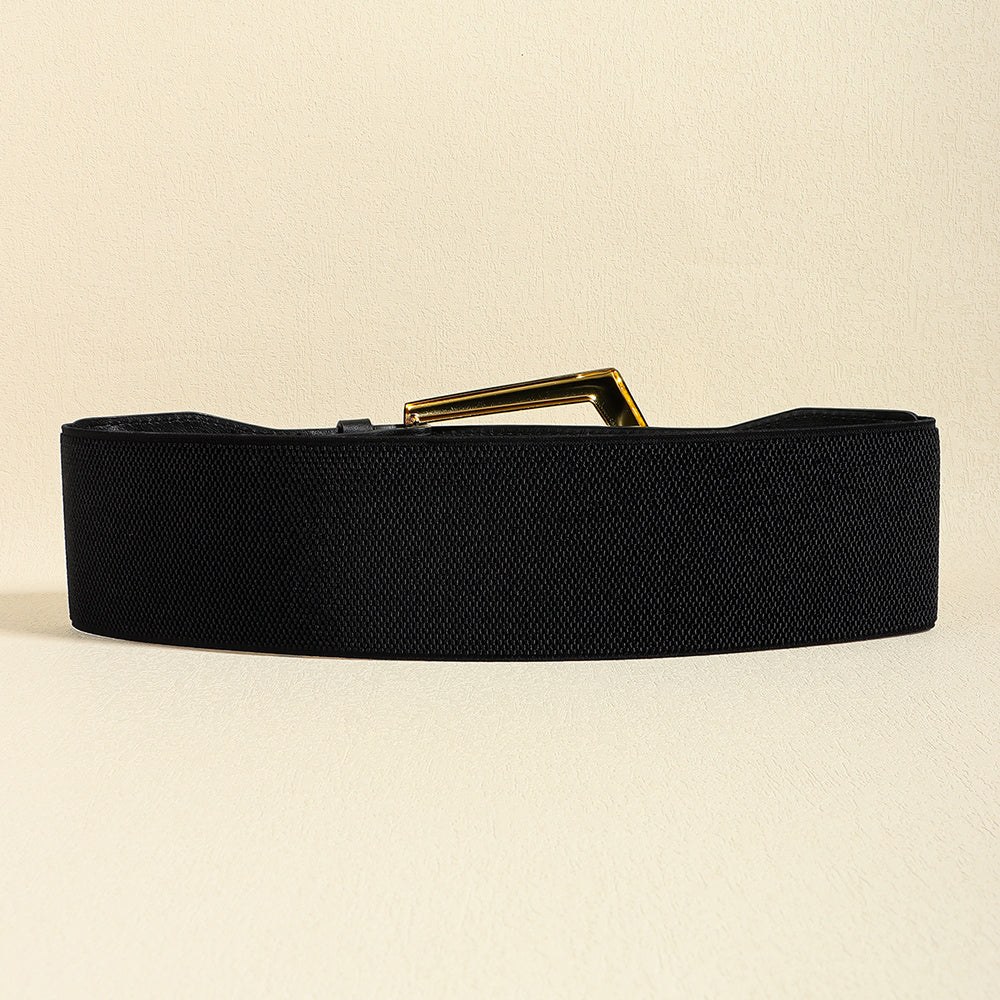 Temperament Ladies Elastic Black Stretch Metal Belt Fashion Embellished Coat Skirt Waist Cover