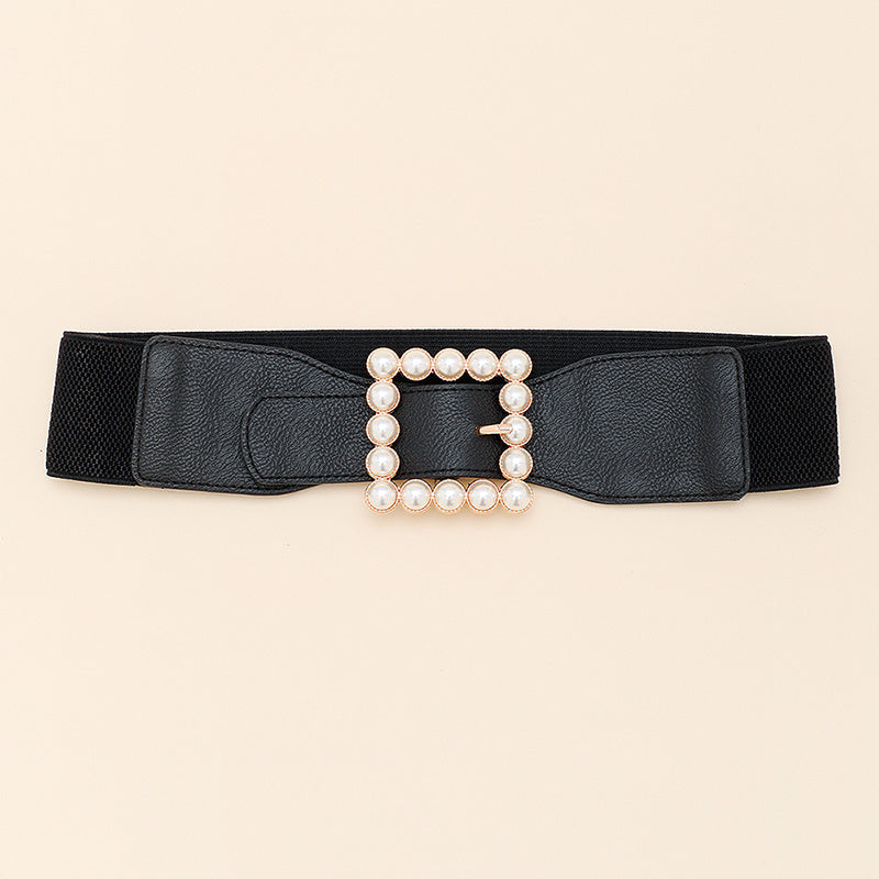 Medium Black Belt With Square Metal Studs For Ladies