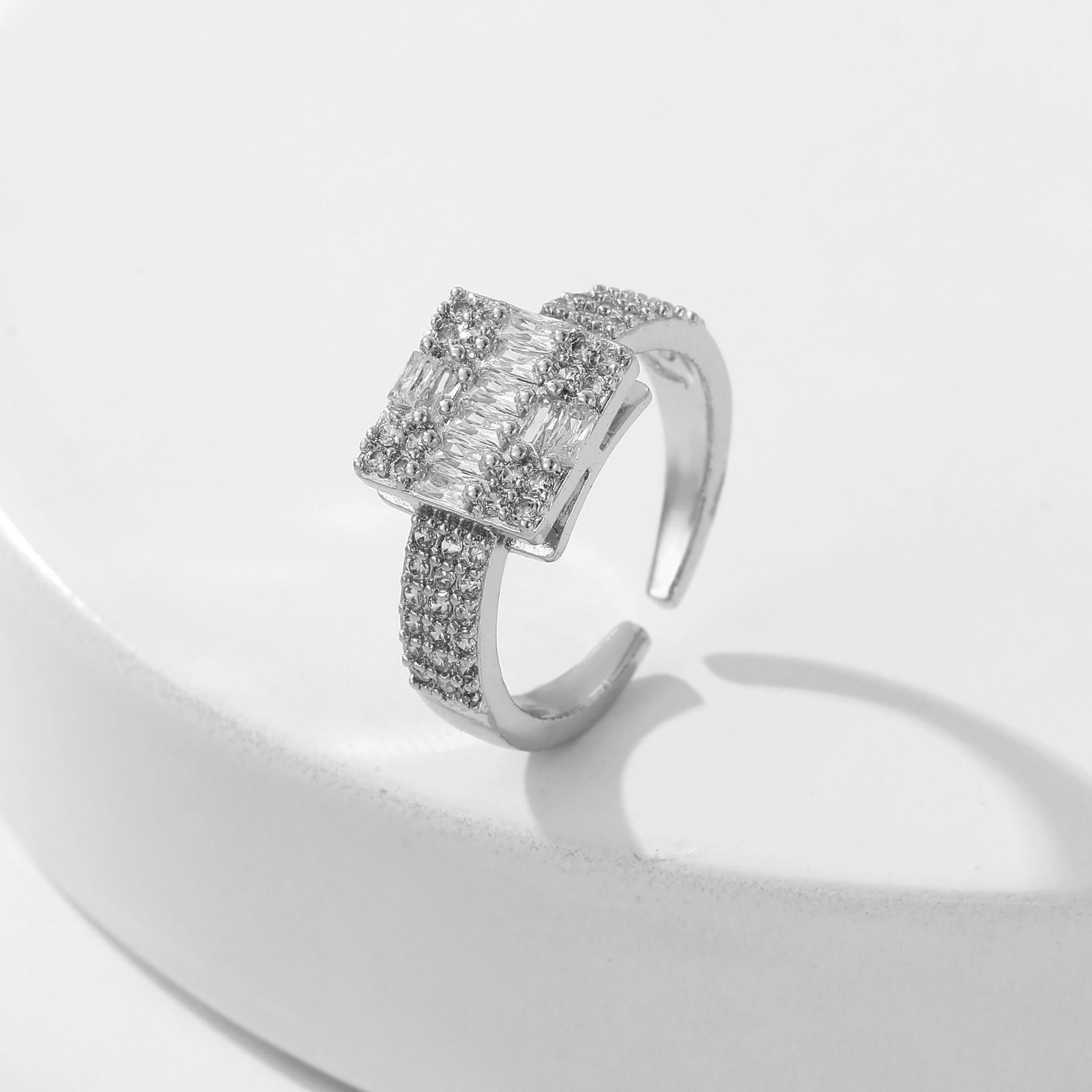 Women's Square Full Rhinestone Zircon Ring