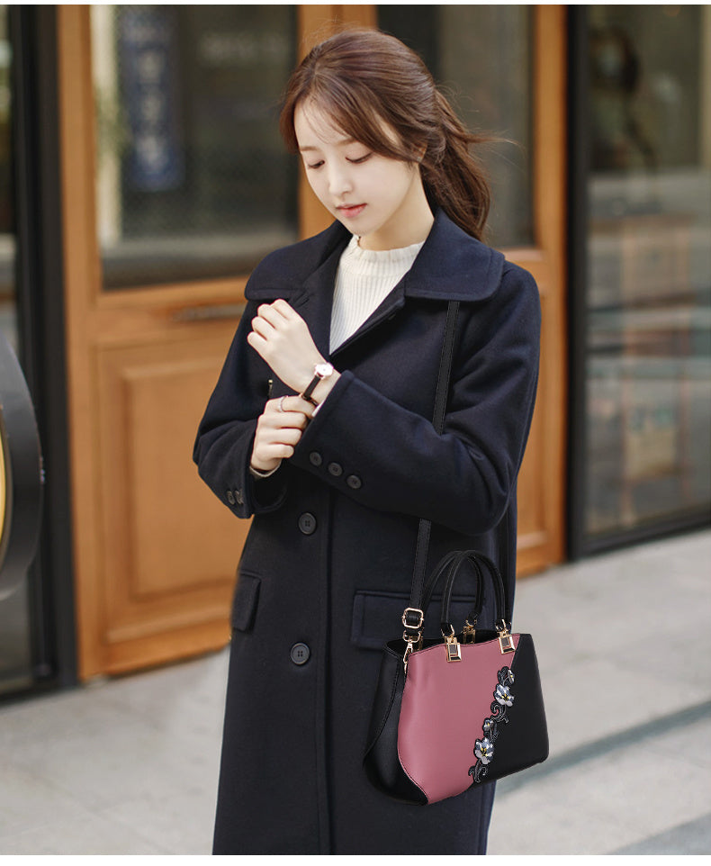 Handbags Fashionable Women's Handbags For Ladies Flower Pattern Crossbody Bags Splicing Color Shoulder Bags