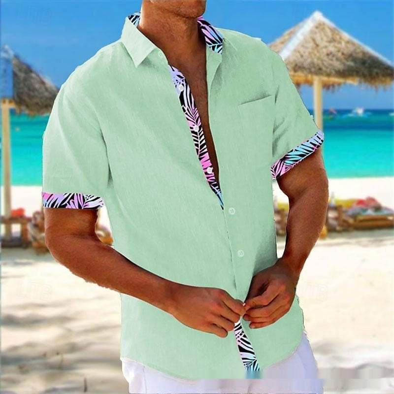 Men's Beach Striped 3d Sleeve Casual Loose Shirt