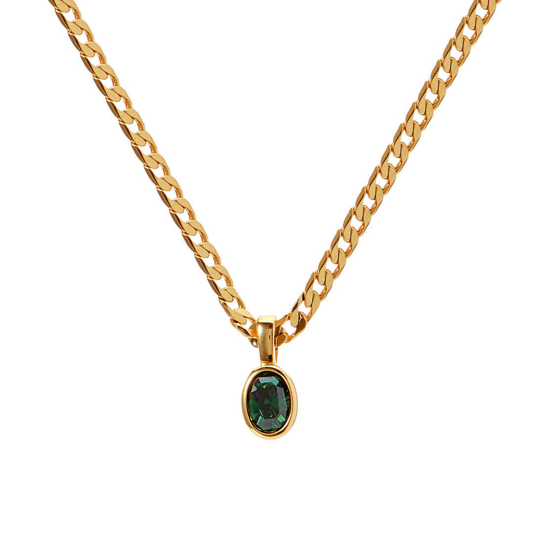 Stainless Steel 18K Gold Color Zircon Necklace Simple