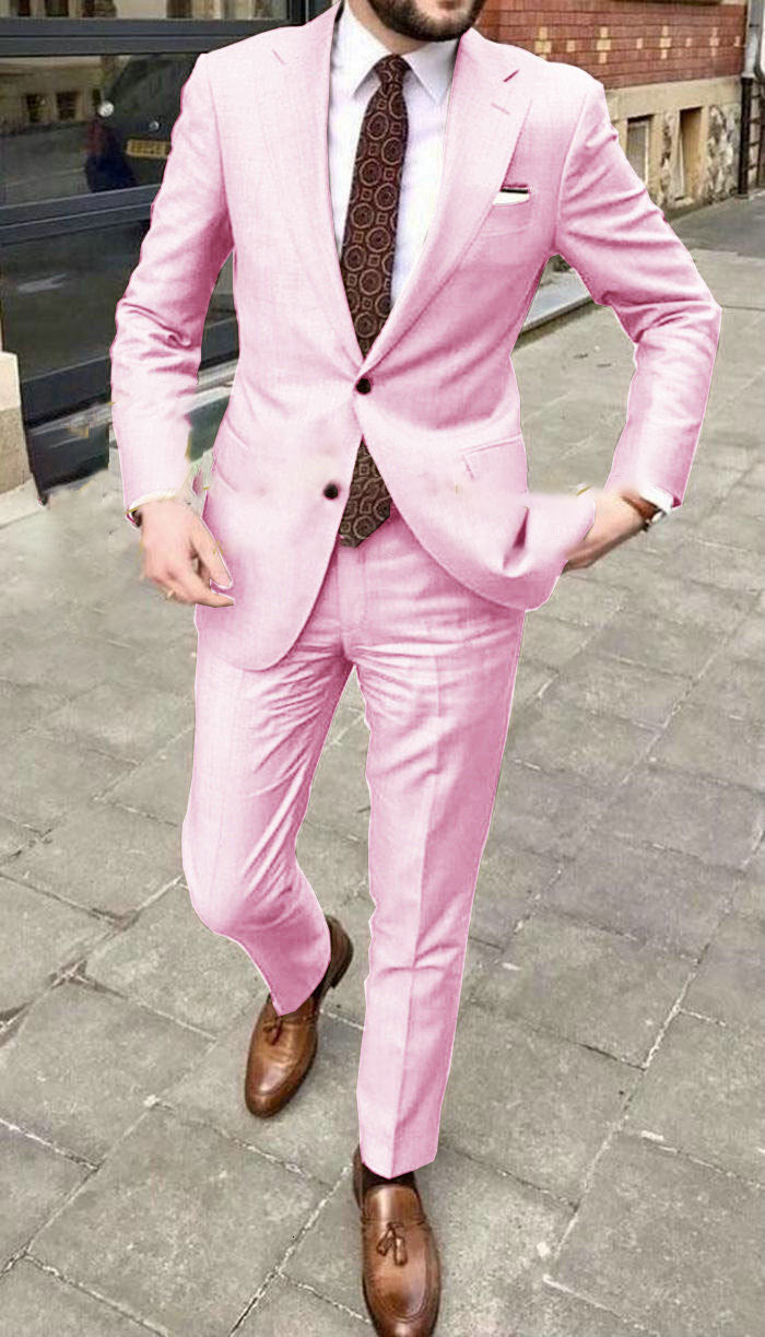 Men's Slim Fit Business Dress Two Button Set