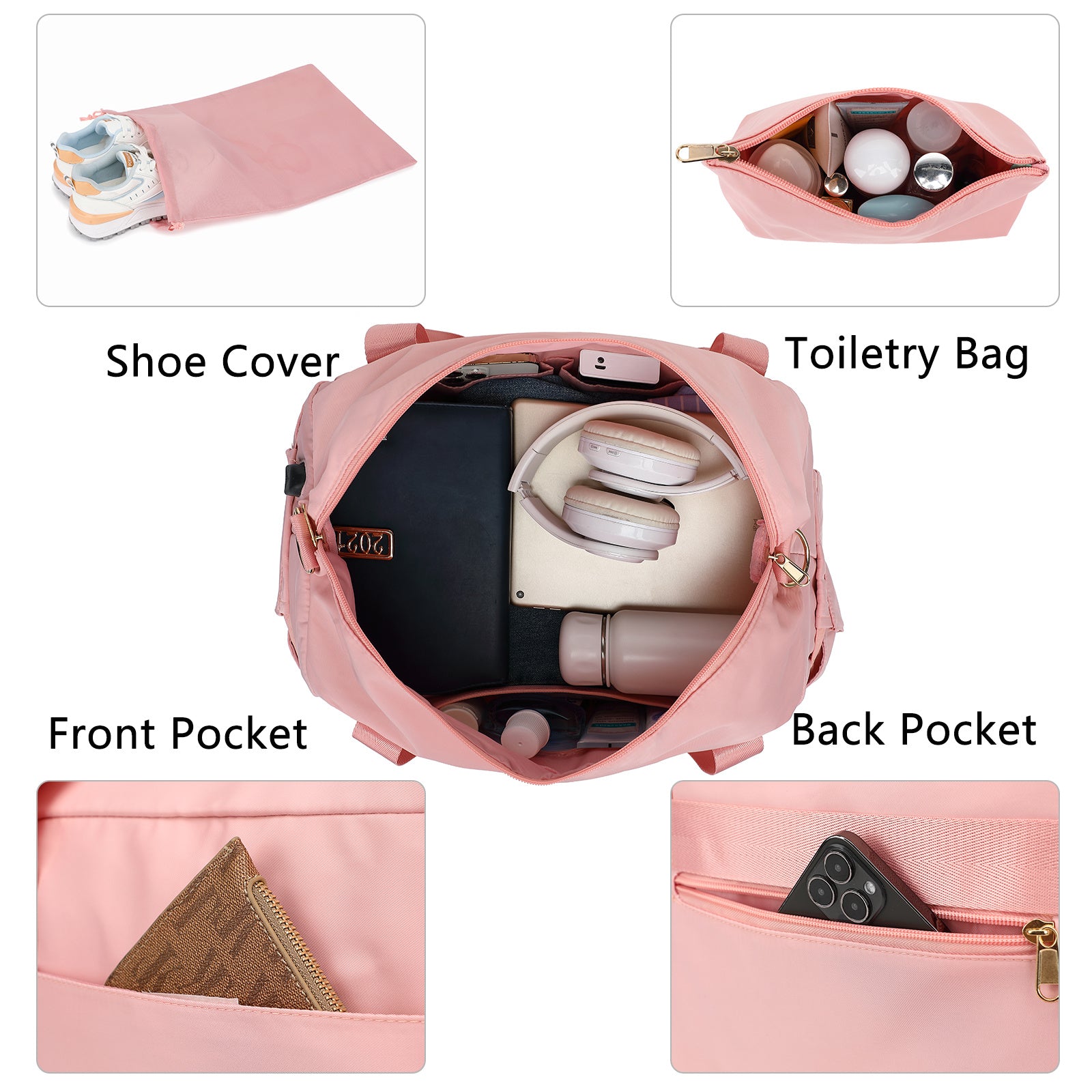 Gym Bag For Women,Travel Duffel Bag With USB Charging Port,Weekender Bag With Wet Pocket