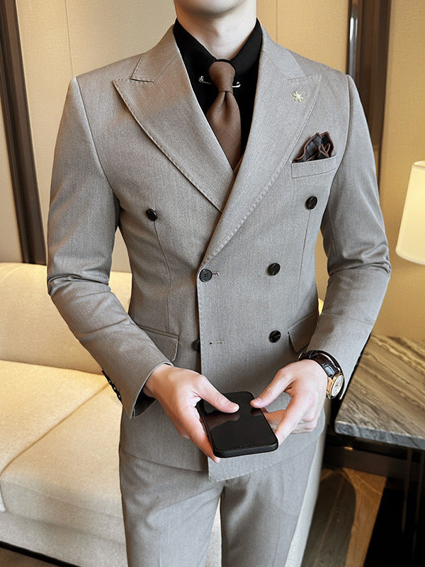 Double Breasted Business Slim Fit Casual Two-piece Suit