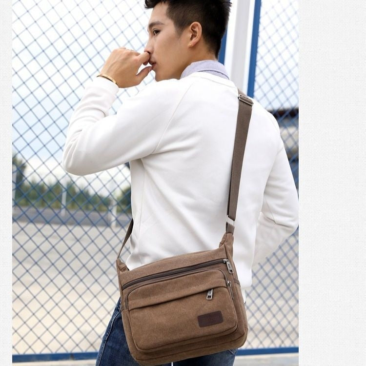 Men's Shoulder Bag Retro Leisure Crossbody Bag Outdoor Sports Canvas Bag
