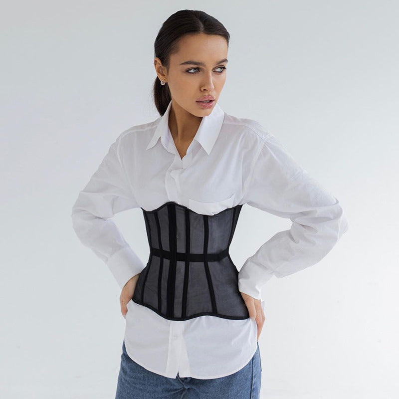 Women's Short Cinched Waist Waistcoat Outer Wear Lace Up Casual Top