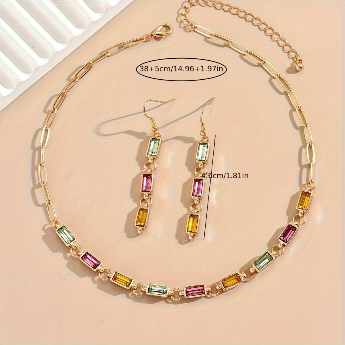 Colorful Crystal Statement  Necklace And Earrings Set