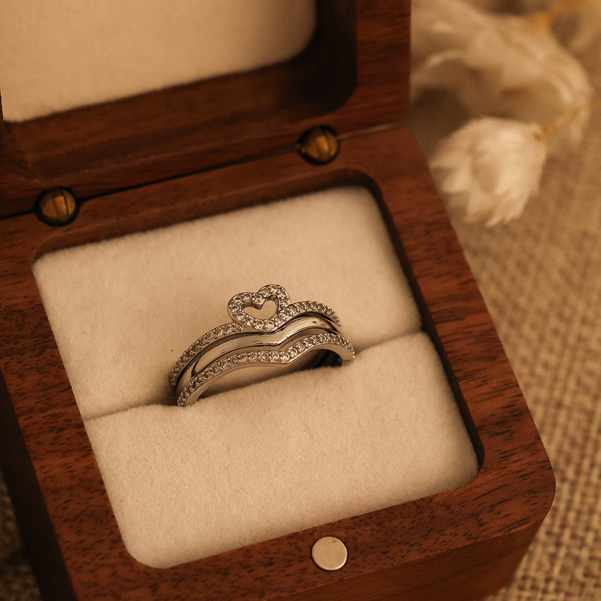 Jewelry Shining Love Wish Bone Stacking Ring