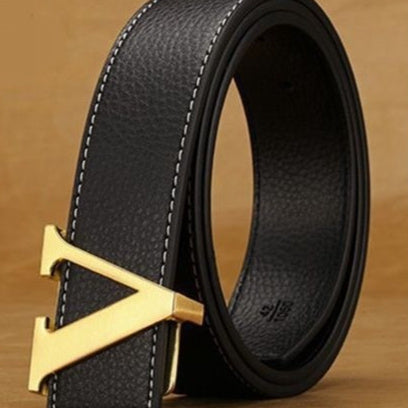 Men's Leather Letter Belt