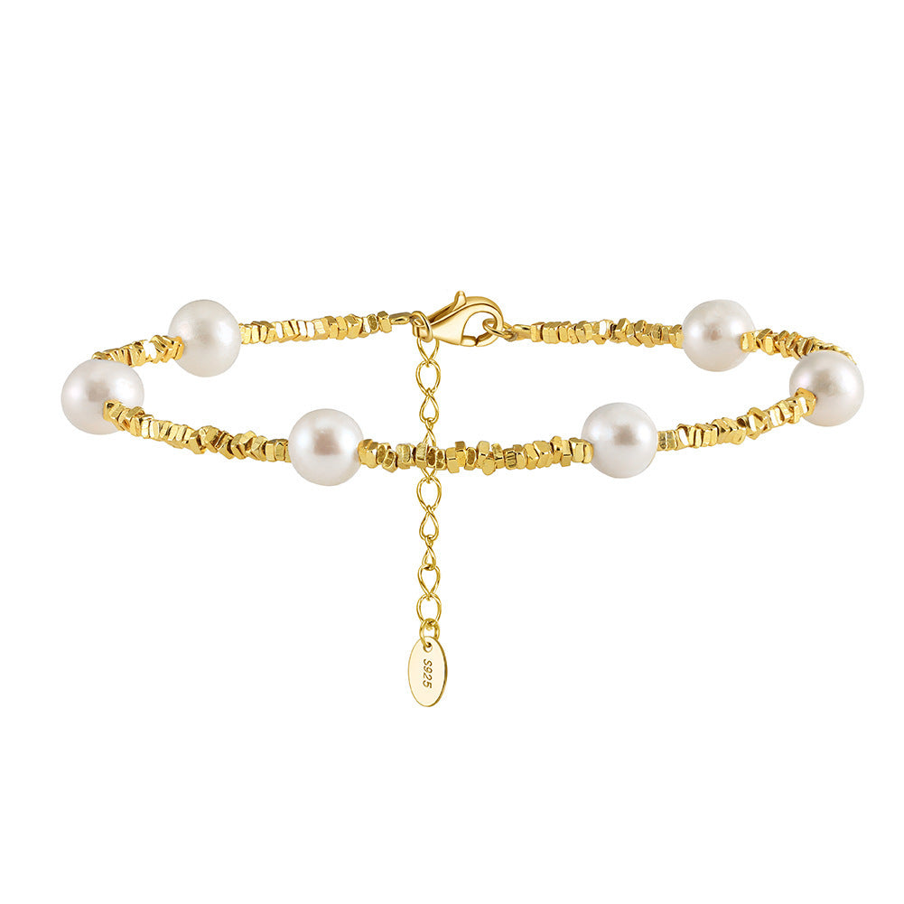 S925 Sterling Silver Bracelet Natural Freshwater Pearl