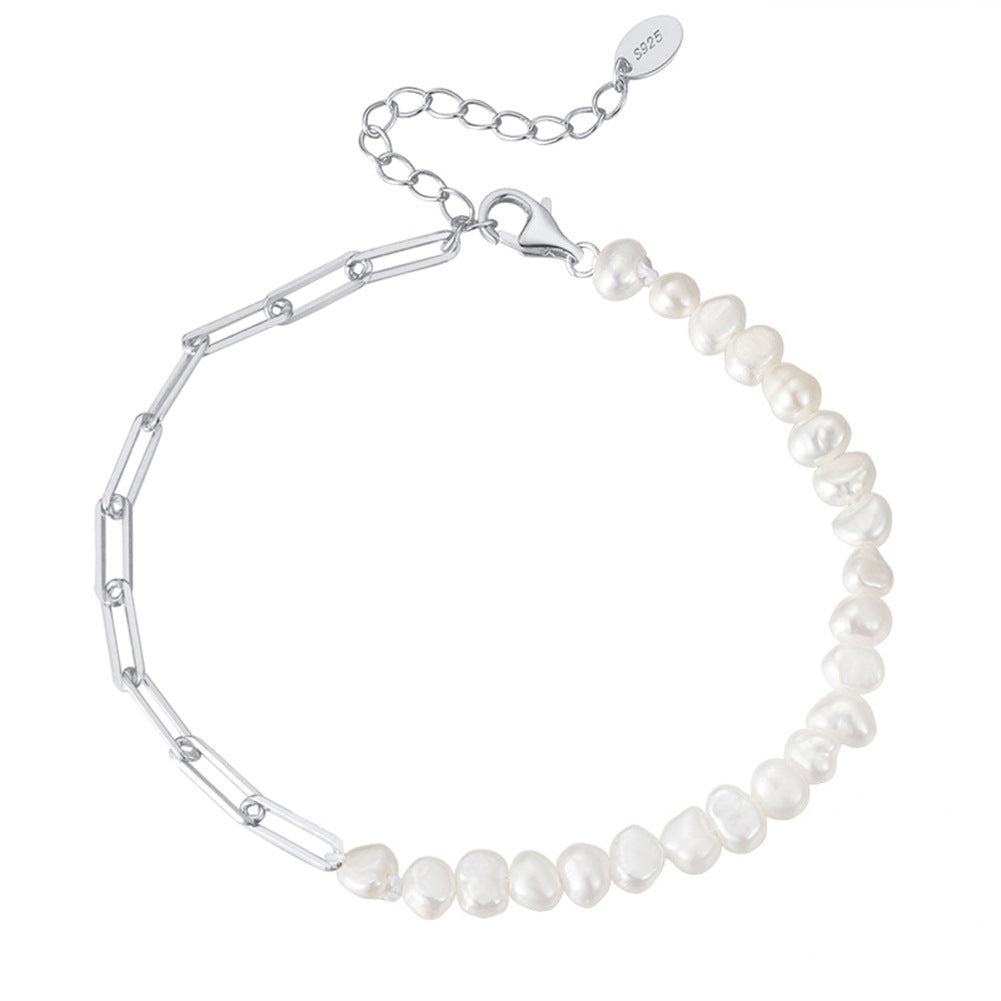 S925 Sterling Silver Bracelet Natural Freshwater Pearl