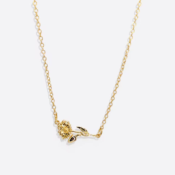 Birthday Flower Necklace Personalized High Quality Stainless Steel 18K Gold Plated Ladies Daily 3D Jewelry Birthday Gift For Her