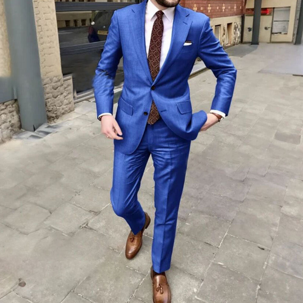 Men's Slim Fit Business Dress Two Button Set